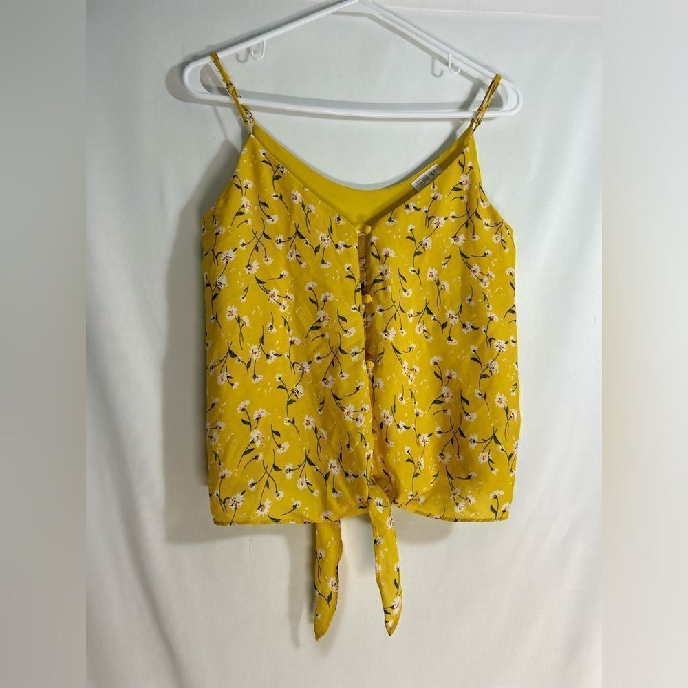 Sirena sky tank top size XS Yellow flowy floral shirt
